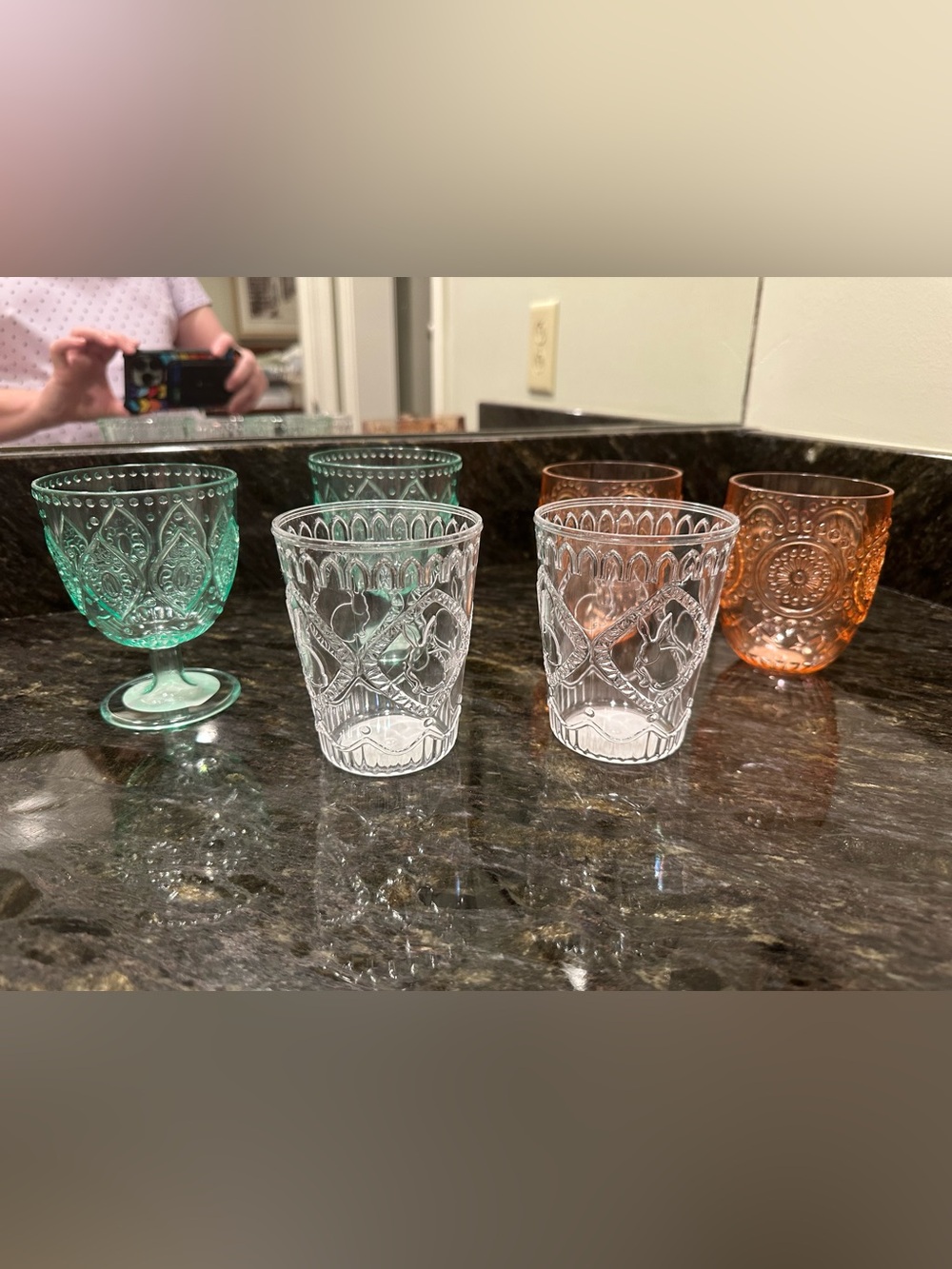Target Embossed acrylic Glass Goblets and Tumblers - Green, Clear, Amber